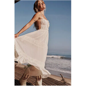 Free People Taking Sides Maxi Dress XL NEW Ivory